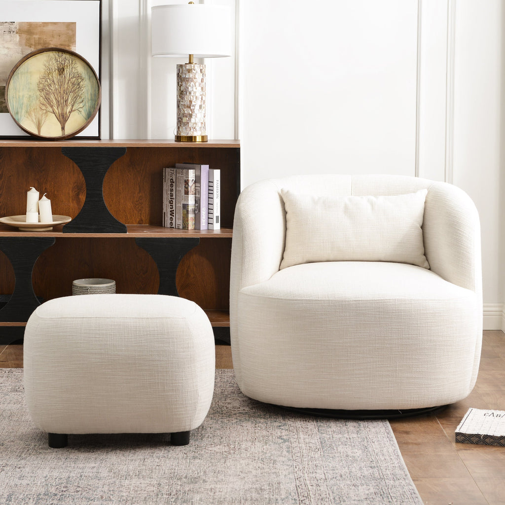 Ashlie Linen Swivel Barrel Chair