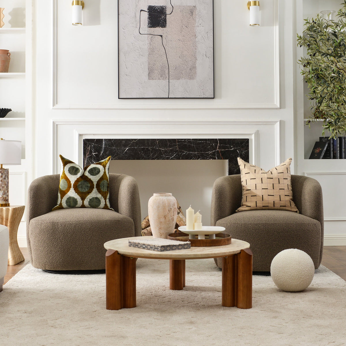 Ashlie Bouclé Swivel Barrel Chair