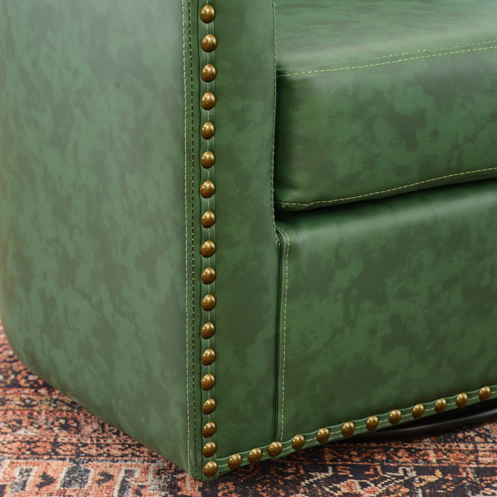 Logan Faux Leather Tufted Swivel Club Chair