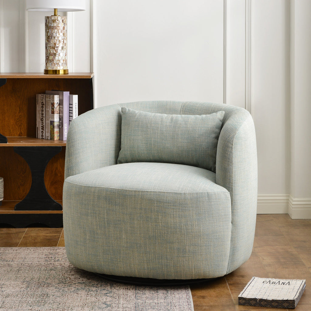 Ashlie Linen Swivel Barrel Chair