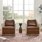 Claude Premium Leather Swivel Cane Chair