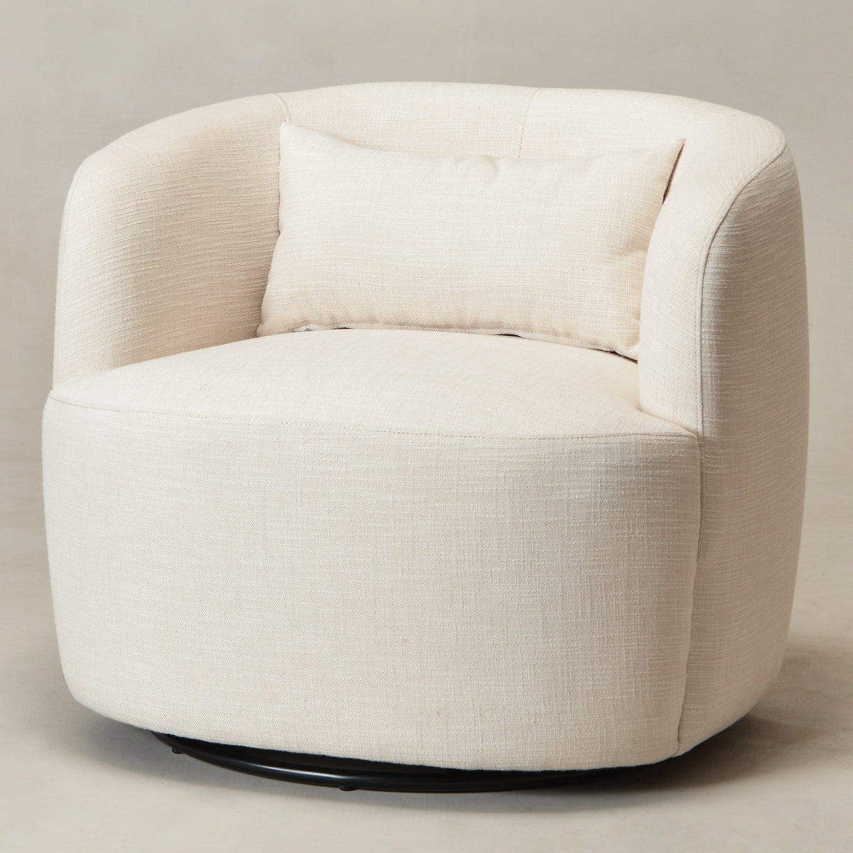 Ashlie Linen Swivel Barrel Chair