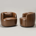 Ashlie Leather Swivel Barrel Chair