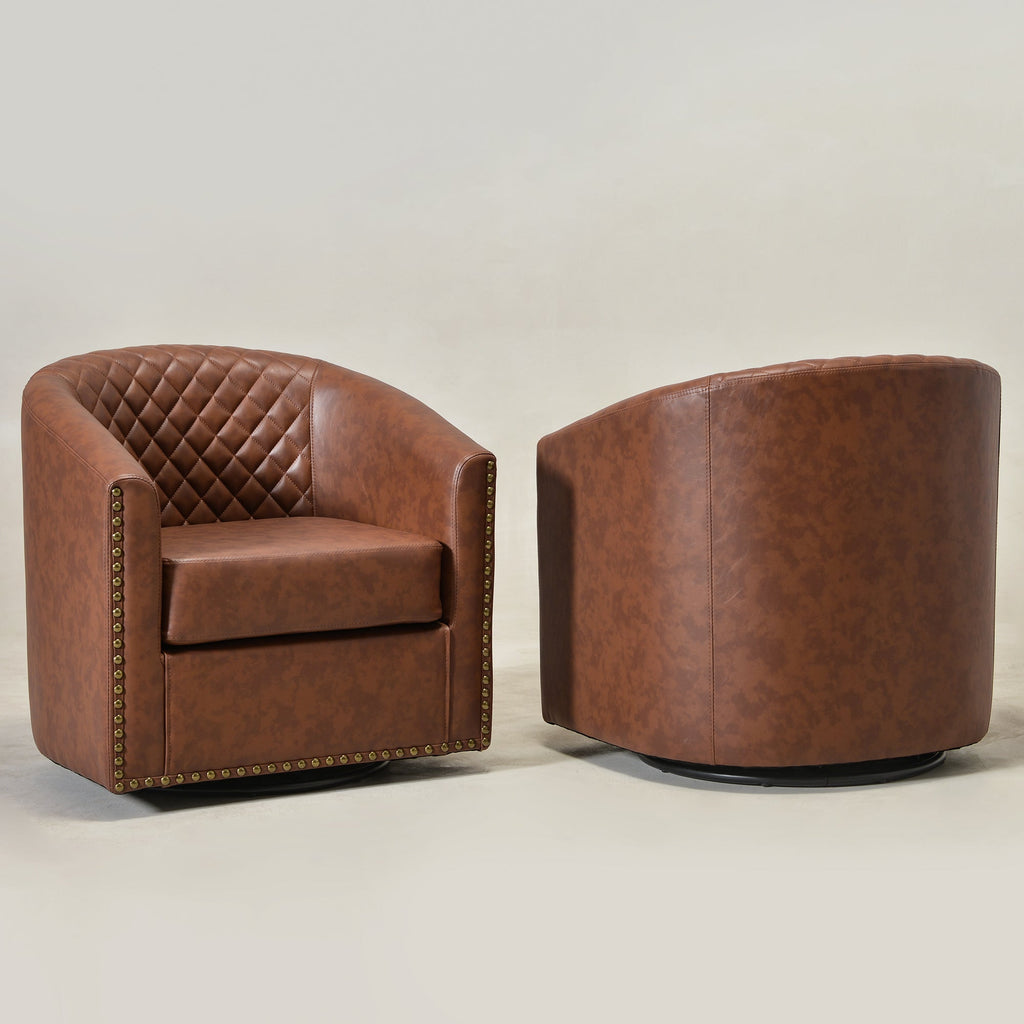 Logan Faux Leather Tufted Swivel Club Chair
