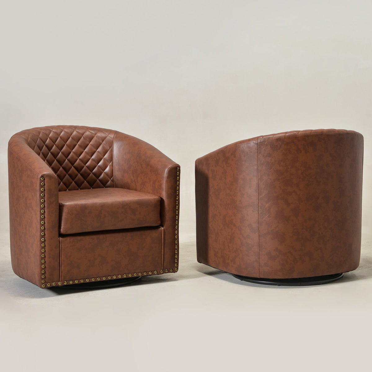 Logan Faux Leather Tufted Swivel Club Chair