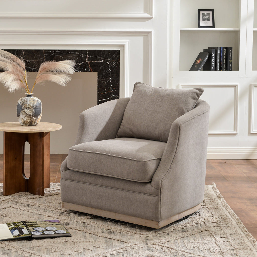 Minerva Linen Swivel Barrel Chair