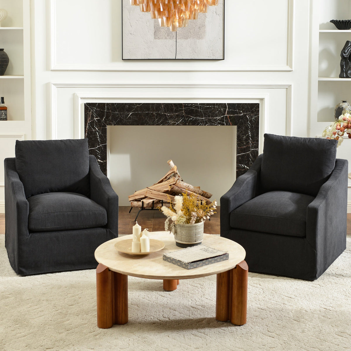 Charles Slipcover Swivel Barrel Chair