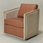 Claude Premium Leather Swivel Cane Chair