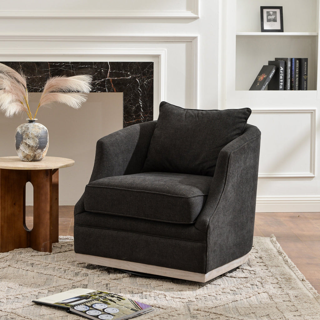 Minerva Linen Swivel Barrel Chair