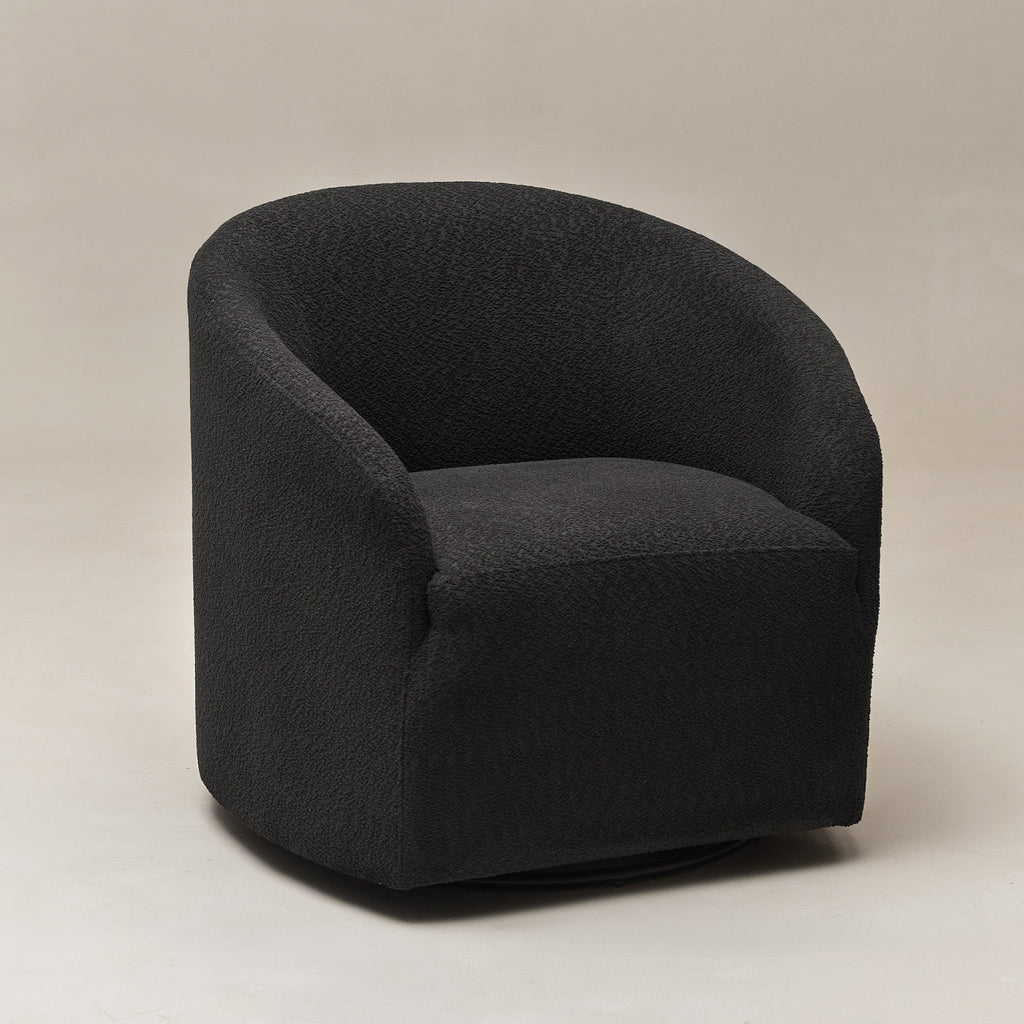 Susie Bouclé Swivel Barrel Chair