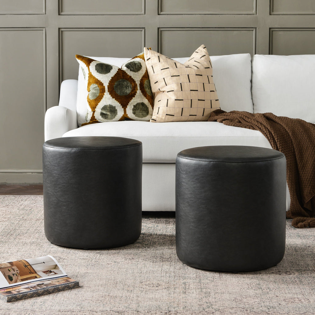 Elof Faux Leather Ottoman