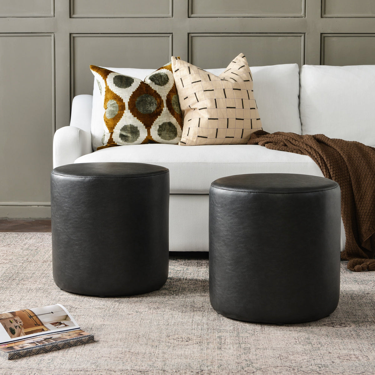 Elof Faux Leather Ottoman