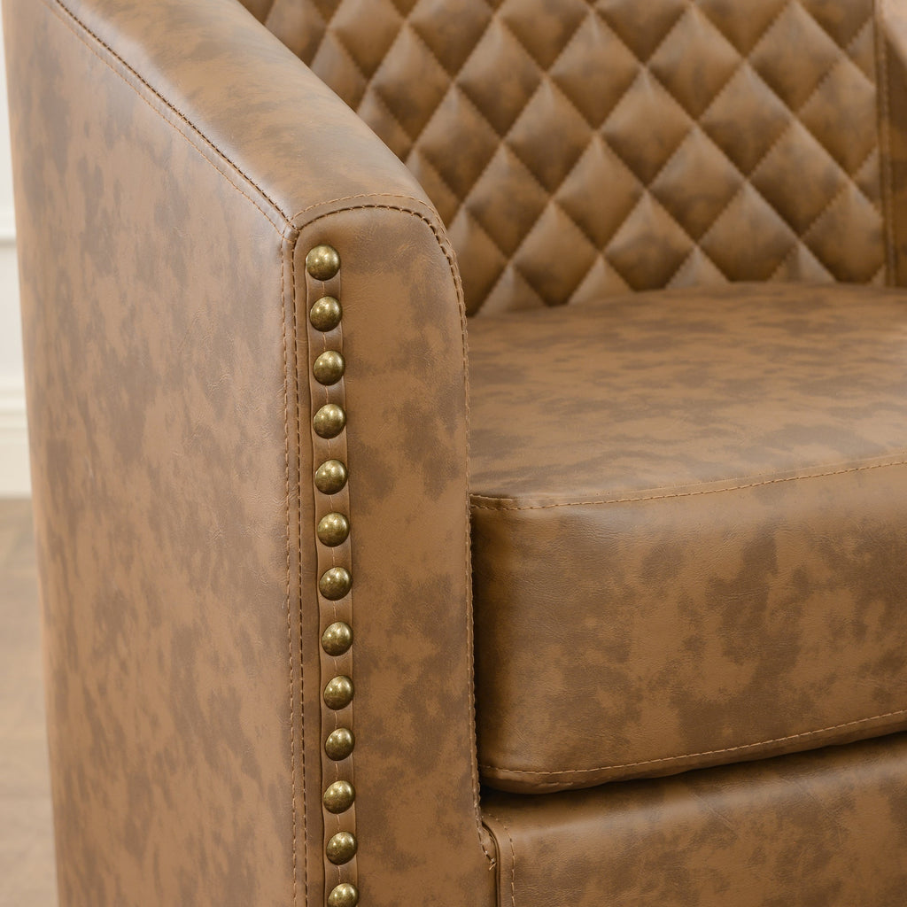 Logan Faux Leather Tufted Swivel Club Chair