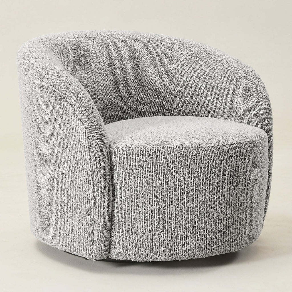 Everitte Bouclé Swivel Barrel Chair