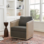 Claude Premium Leather Swivel Cane Chair