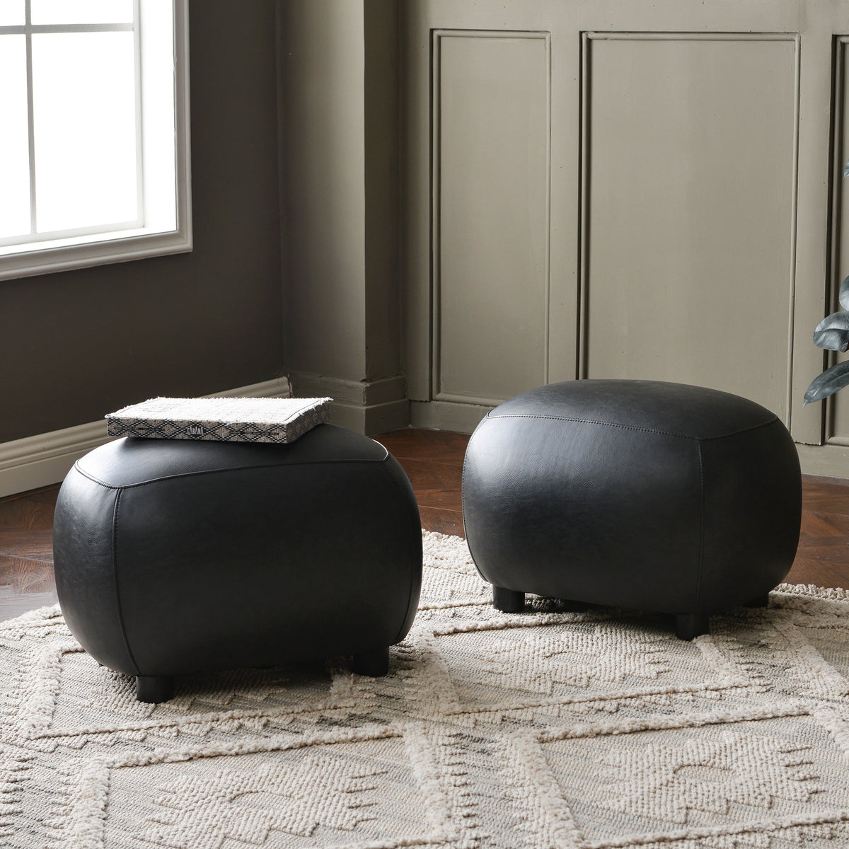 Elmer Faux Leather Ottoman