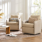Claude Linen Swivel Cane Chair