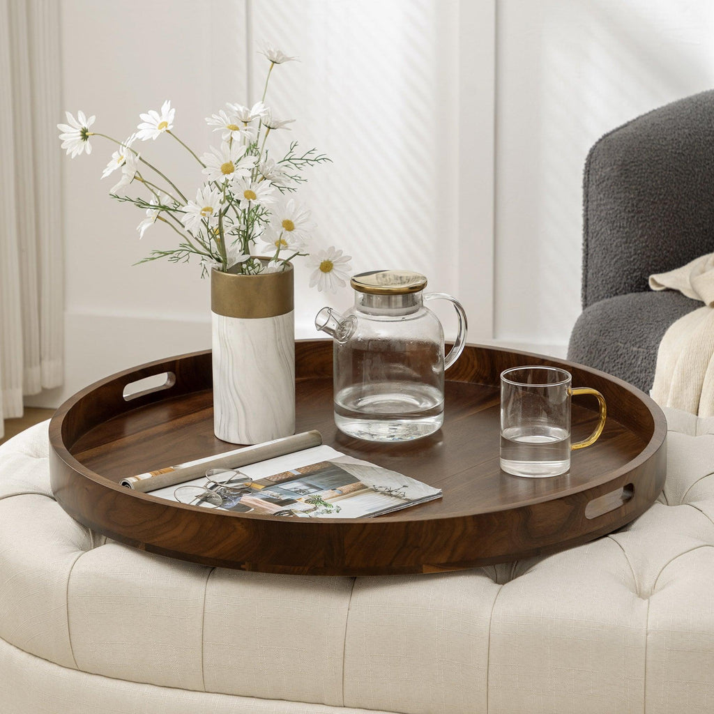 Teratect Round Black Walnut Serving Tray