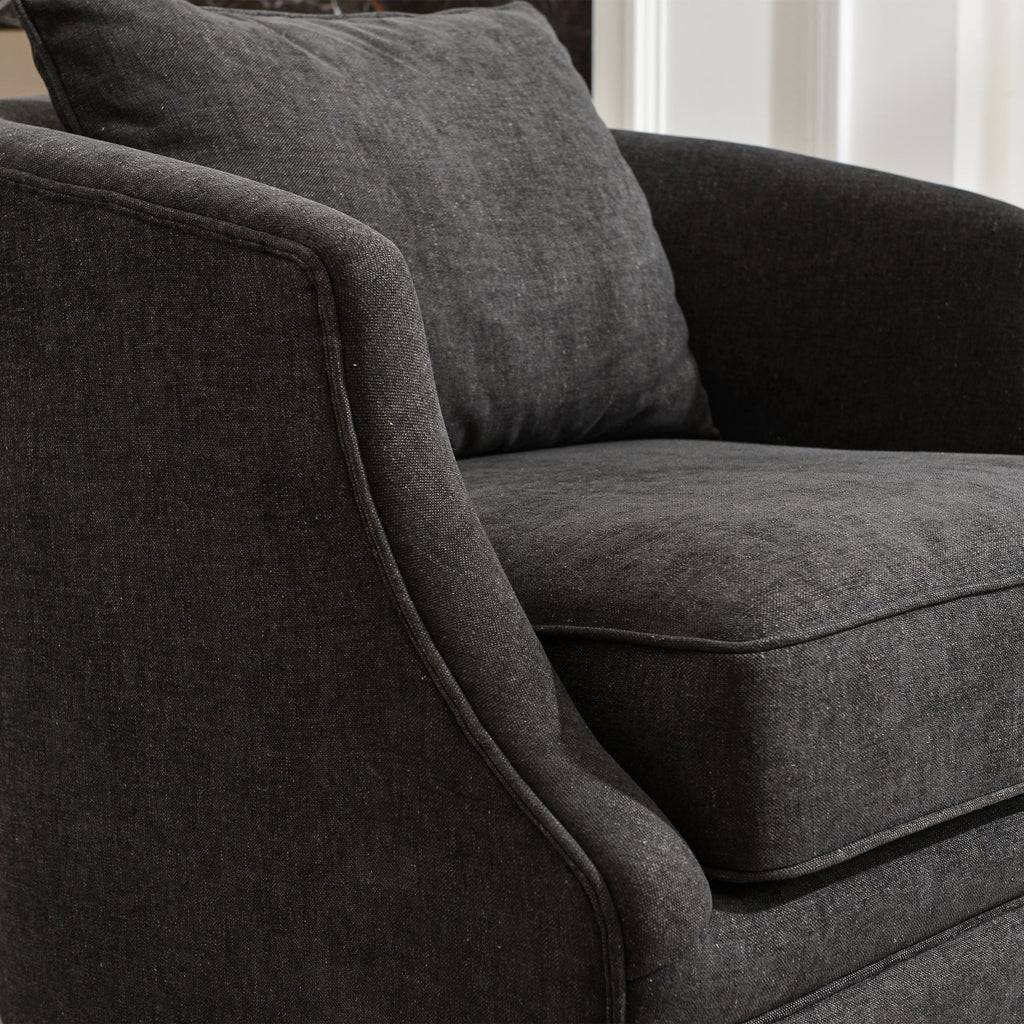 Minerva Linen Swivel Barrel Chair
