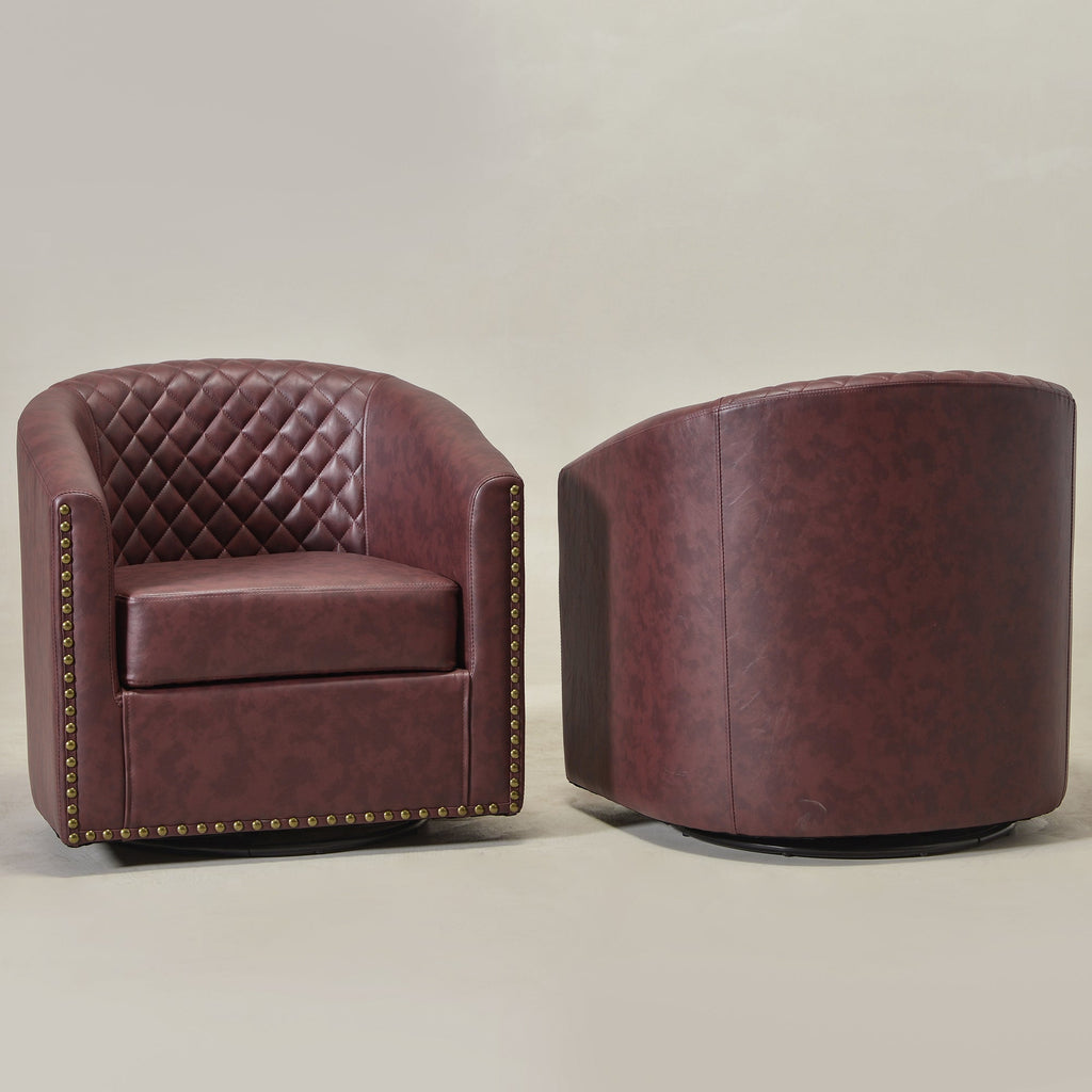 Logan Faux Leather Tufted Swivel Club Chair