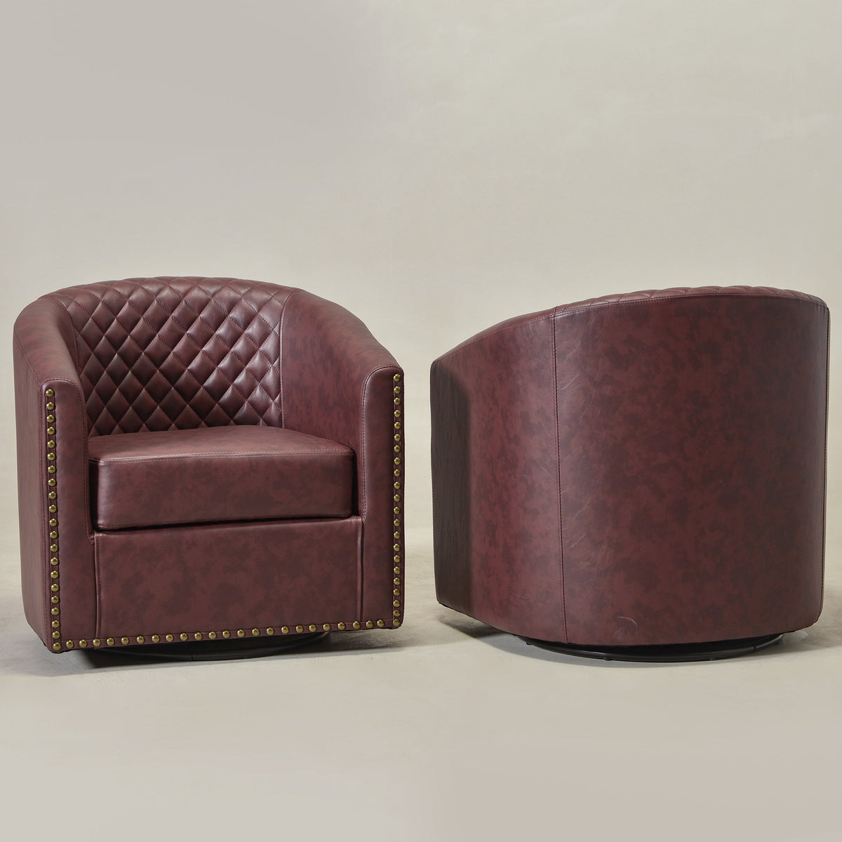Logan Faux Leather Tufted Swivel Club Chair