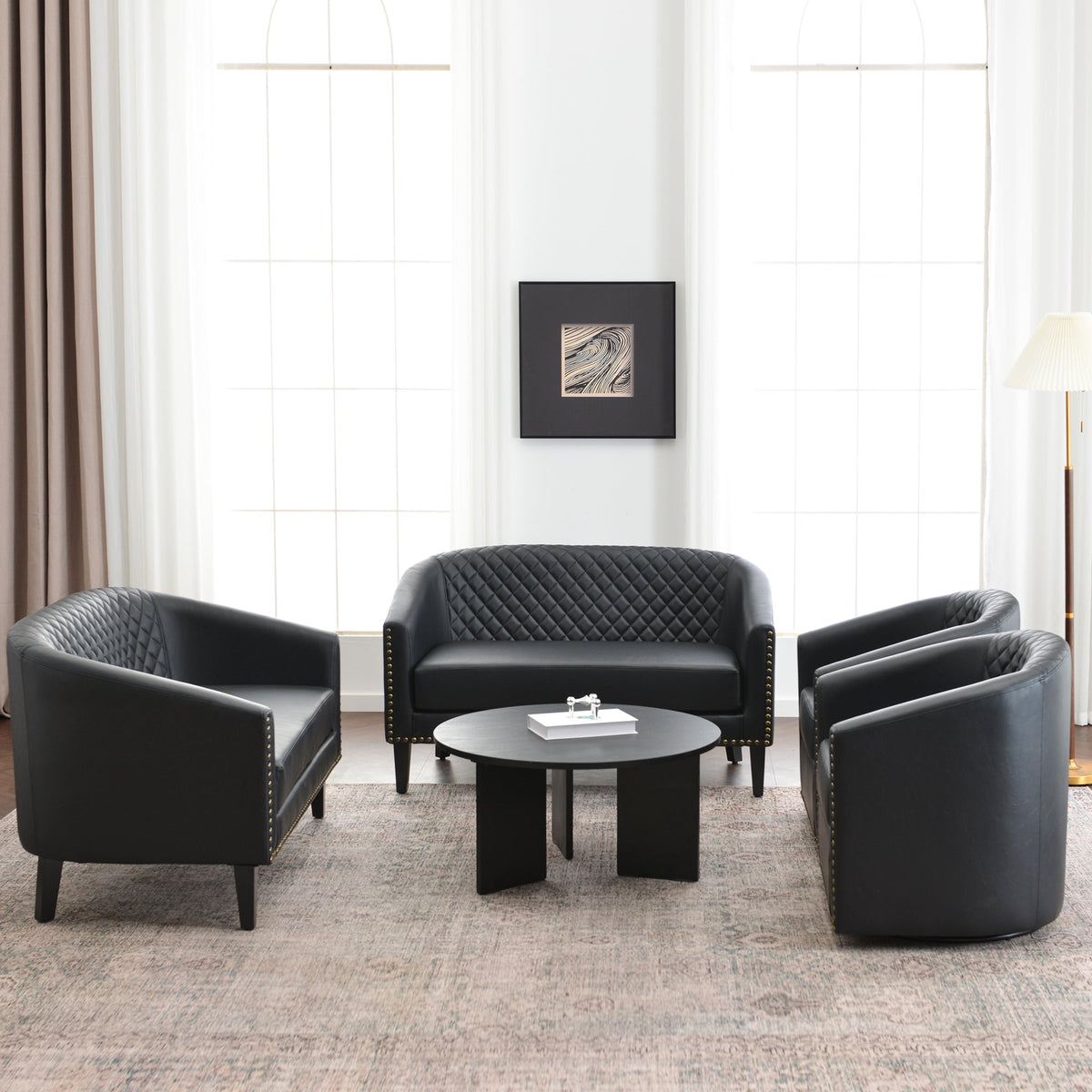 Logan Faux Leather Tufted Loveseat