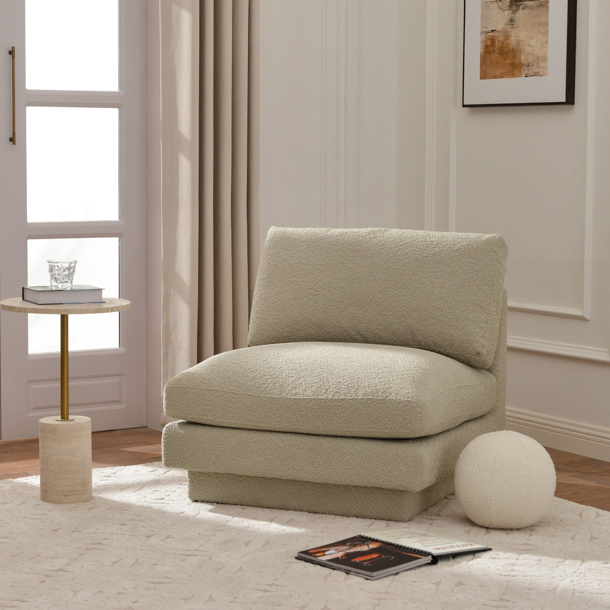 Montyne Bouclé Armless Chair