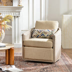 Claude Linen Swivel Cane Chair