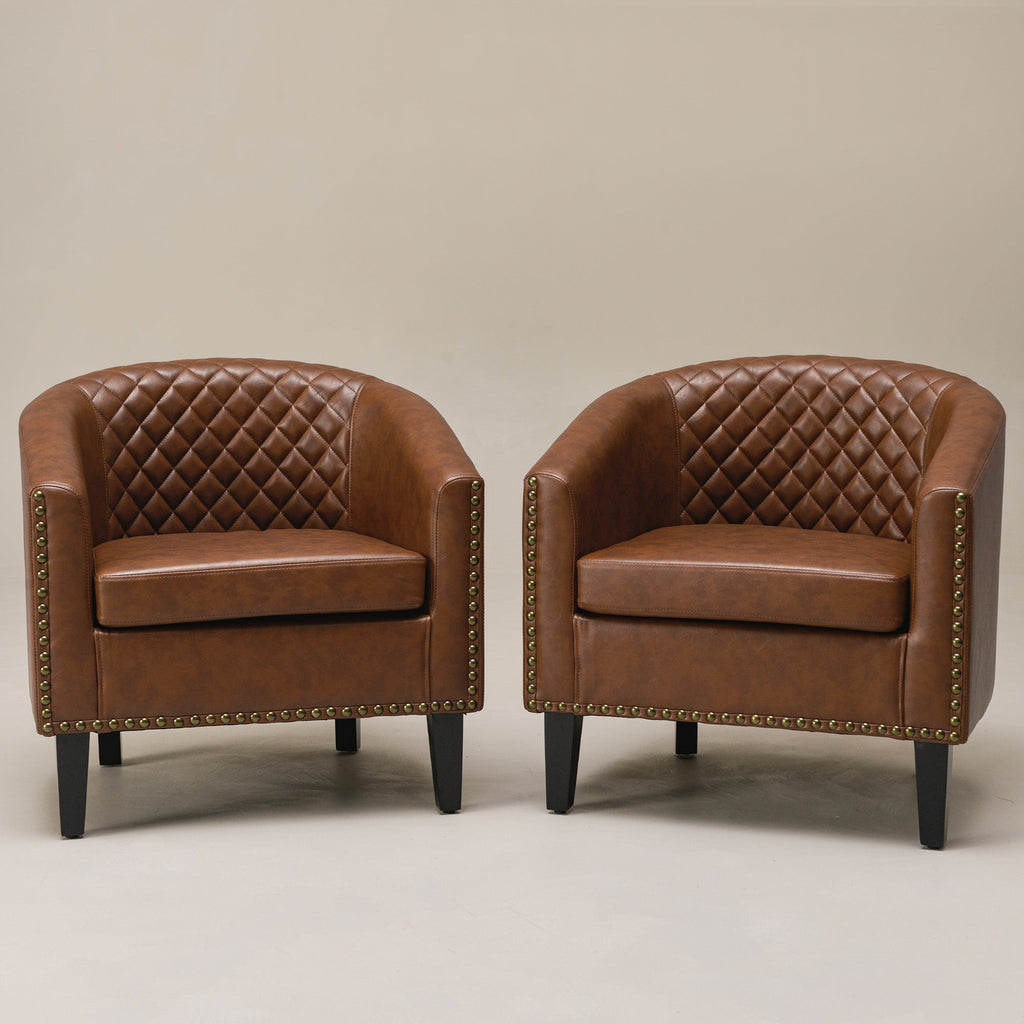 Logan Faux Leather Tufted Club Chair