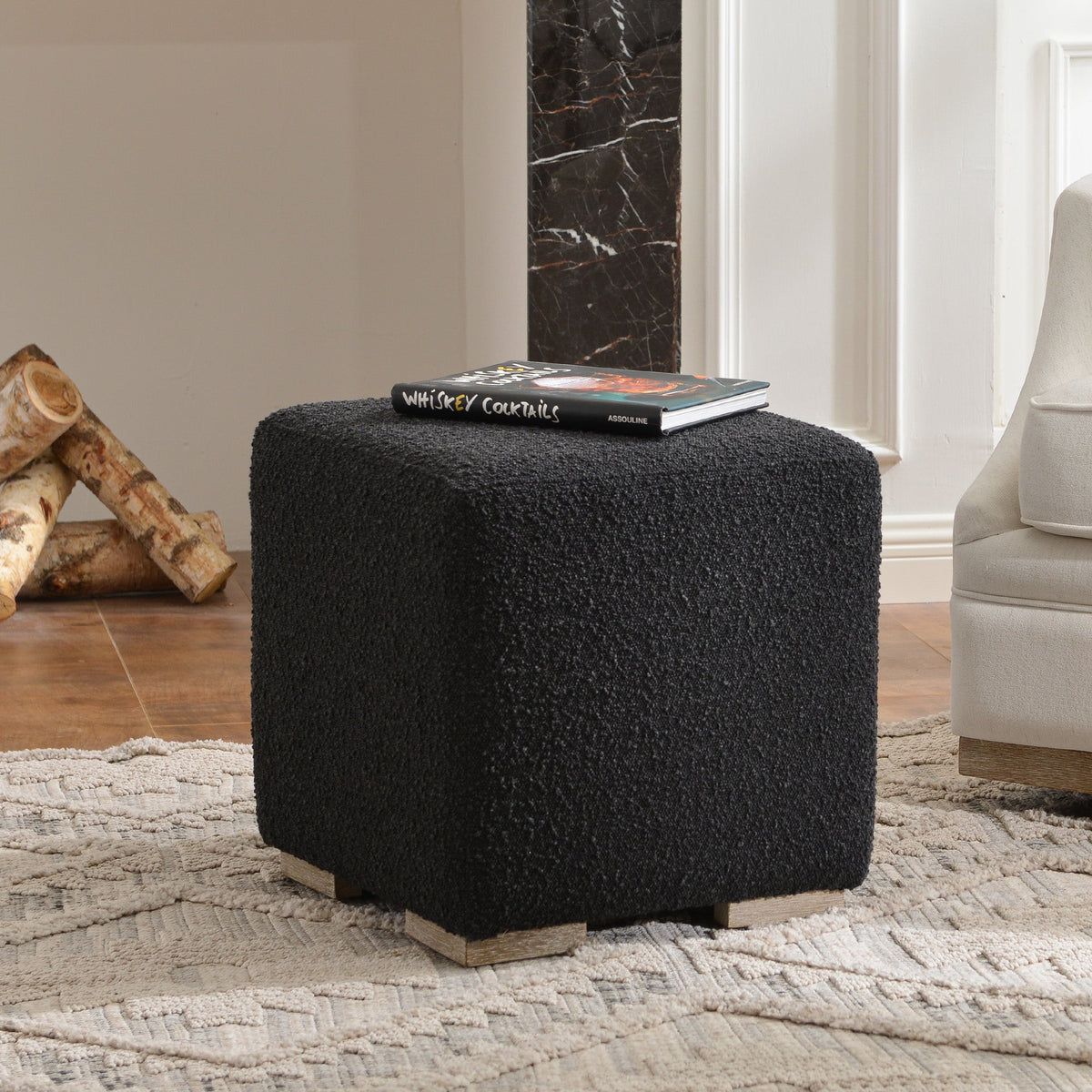Ida Bouclé Square Ottoman