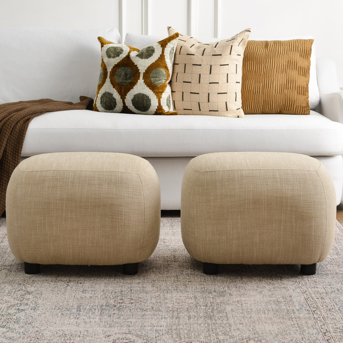 Elmer Linen Ottoman