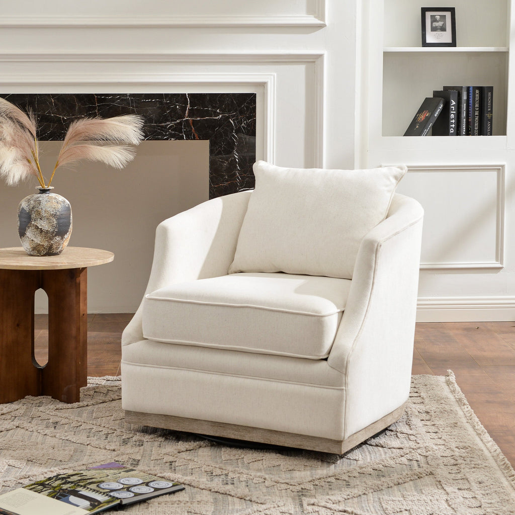 Minerva Linen Swivel Barrel Chair