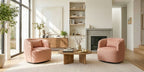 Ashlie Linen Swivel Barrel Chair