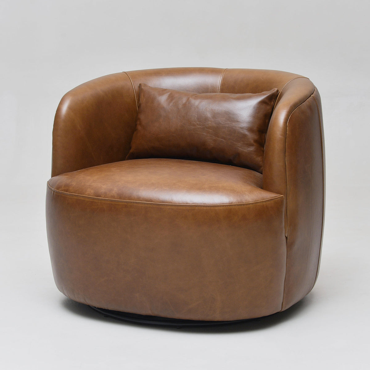 Ashlie Leather Swivel Barrel Chair