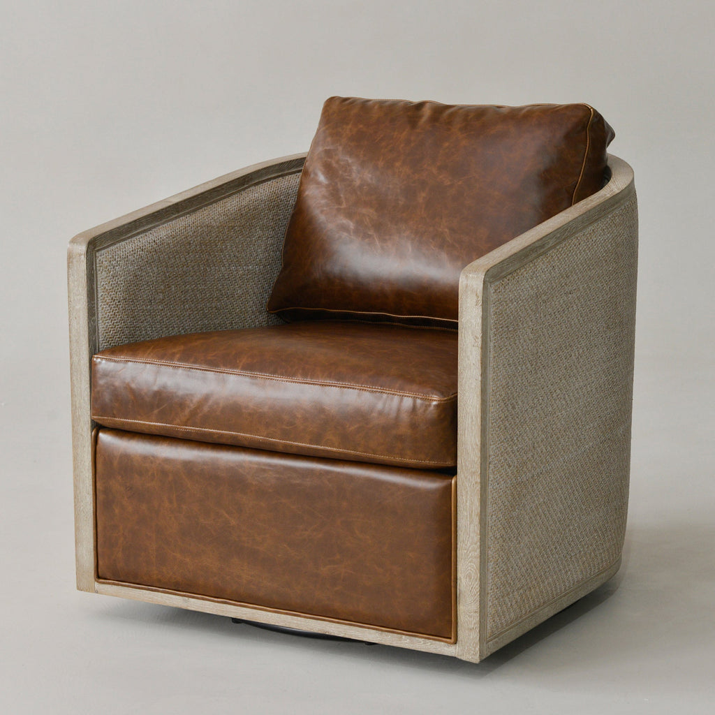 Claude Premium Leather Swivel Cane Chair