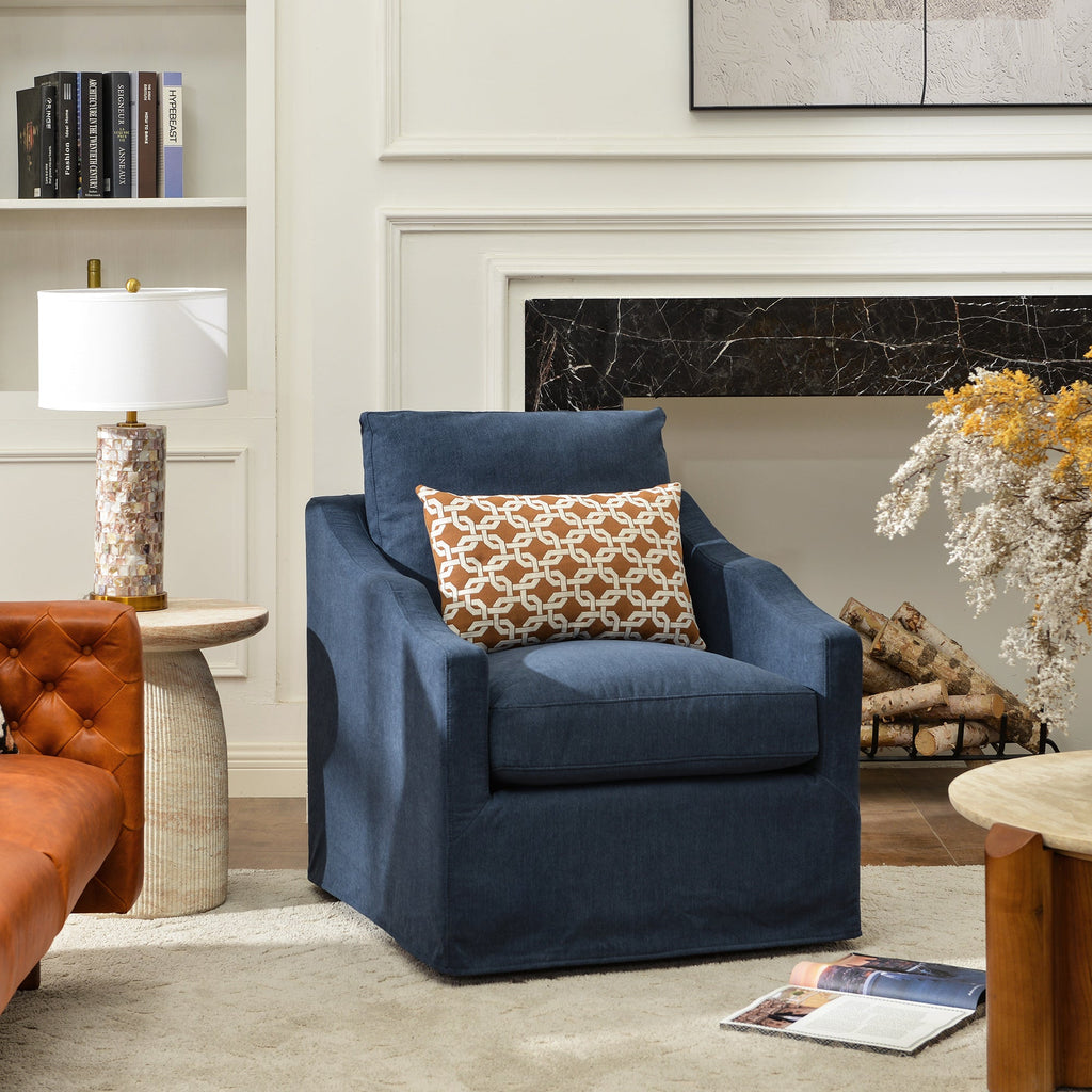 Charles Slipcover Swivel Barrel Chair