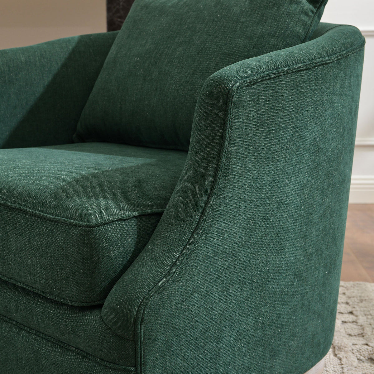 Minerva Linen Swivel Barrel Chair