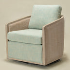 Claude Linen Swivel Cane Chair