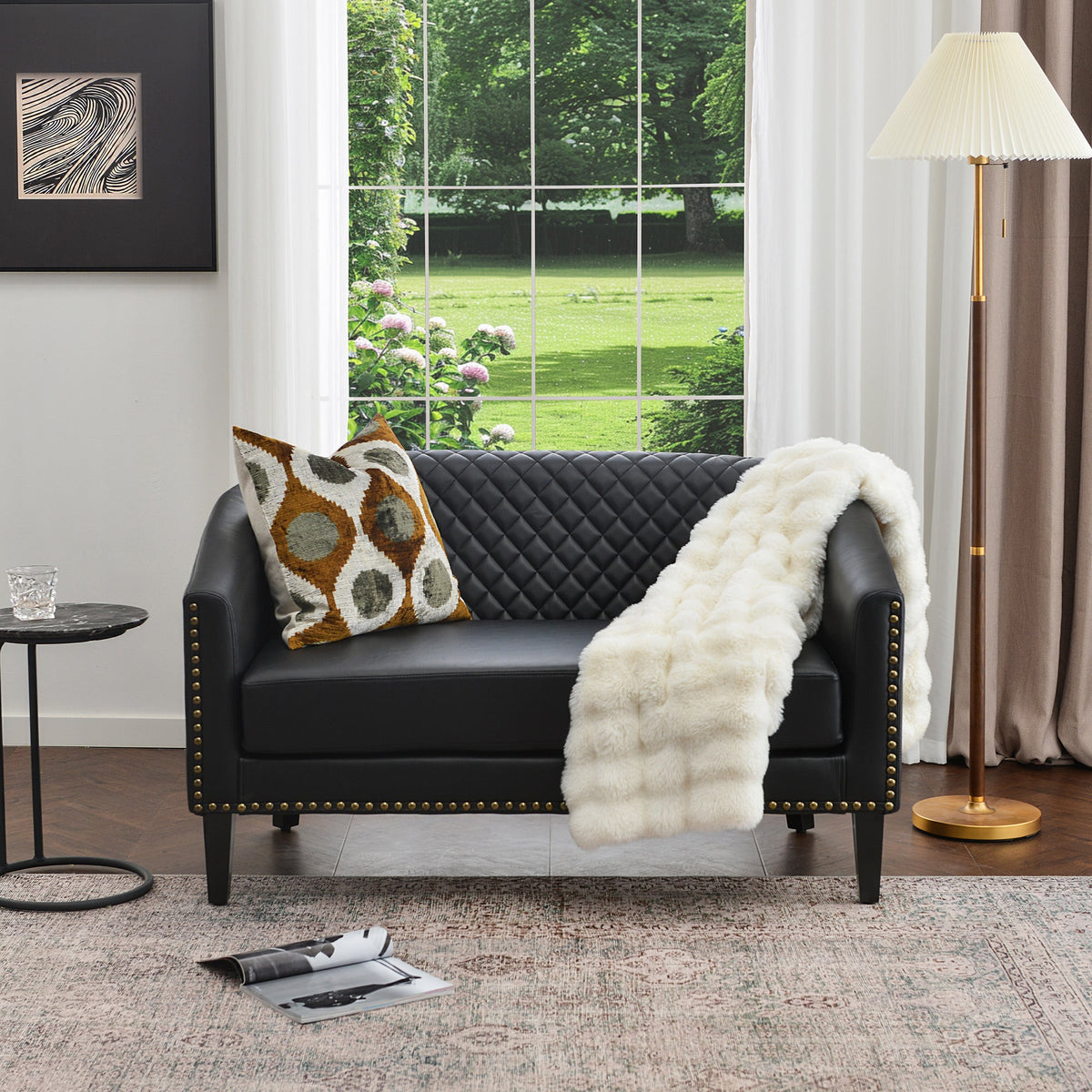 Logan Faux Leather Tufted Loveseat
