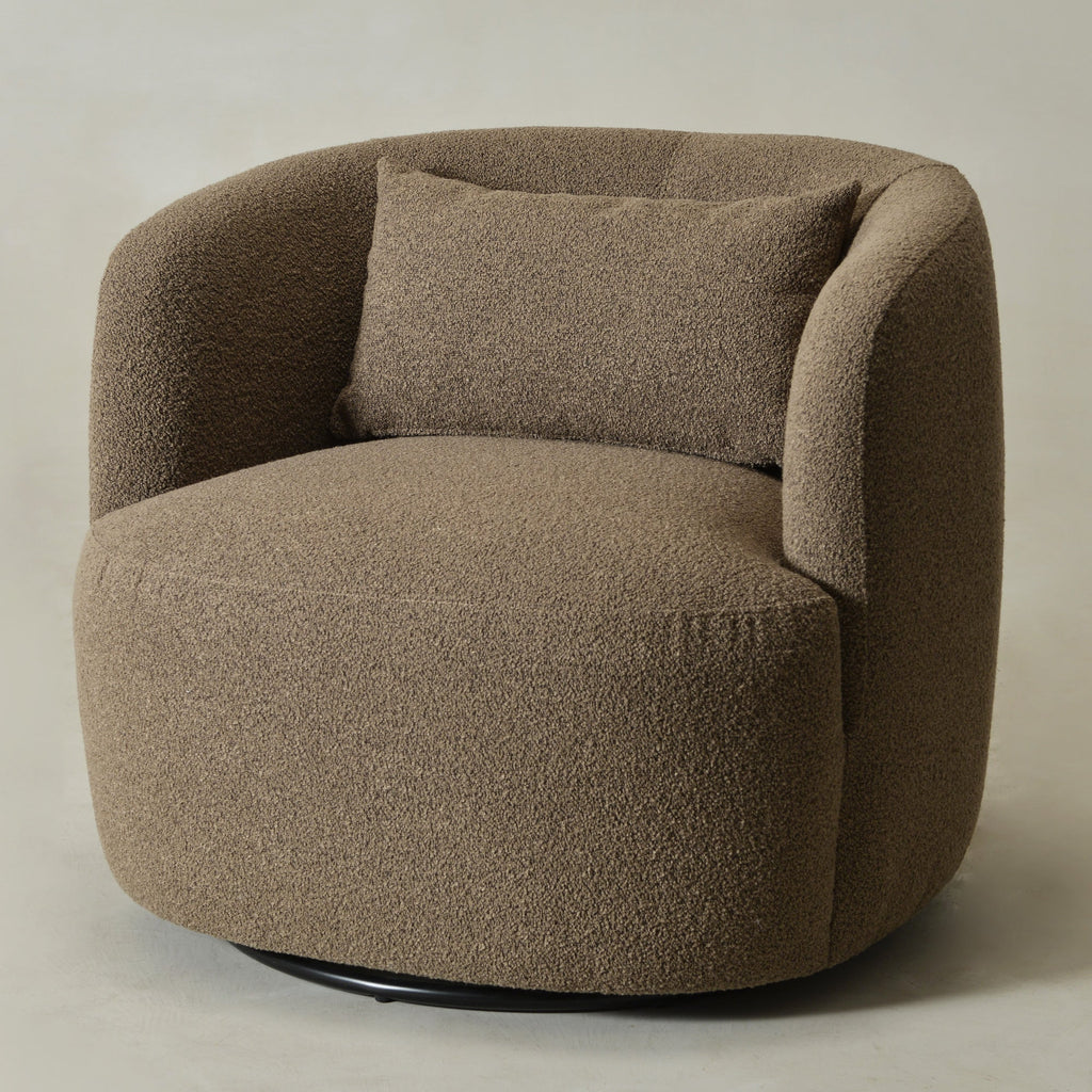 Ashlie Bouclé Swivel Barrel Chair
