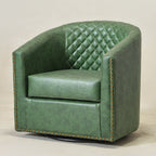 Logan Faux Leather Tufted Swivel Club Chair