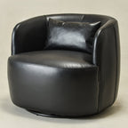 Ashlie Leather Swivel Barrel Chair