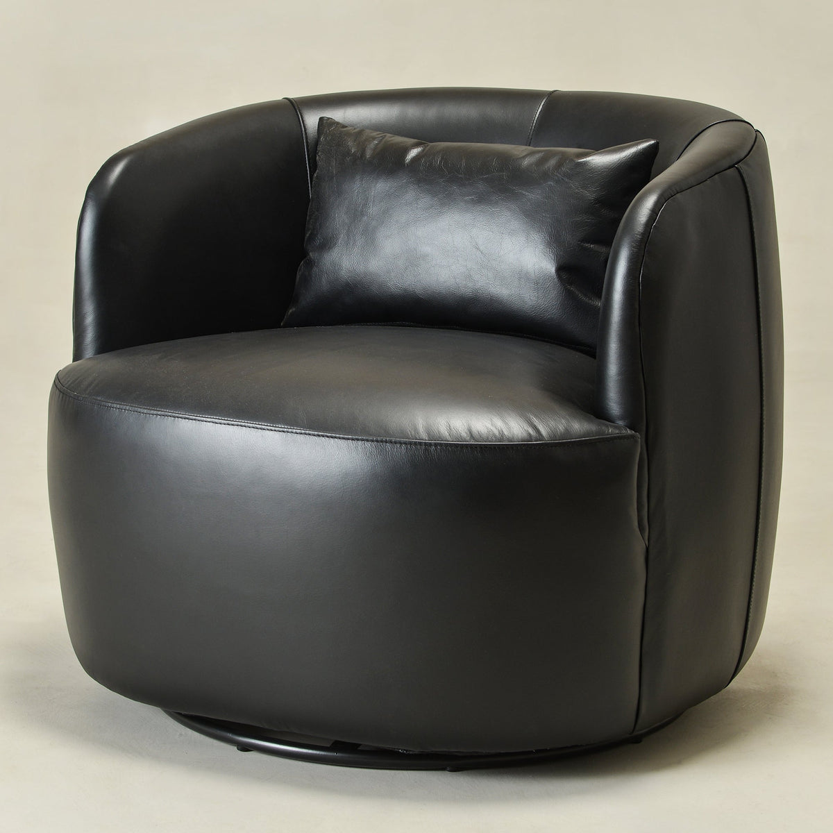 Ashlie Leather Swivel Barrel Chair