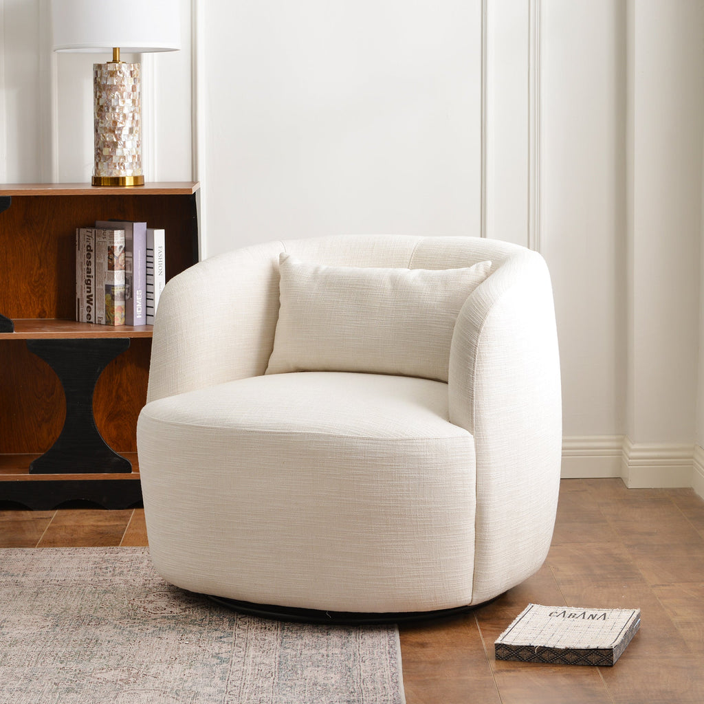Ashlie Linen Swivel Barrel Chair