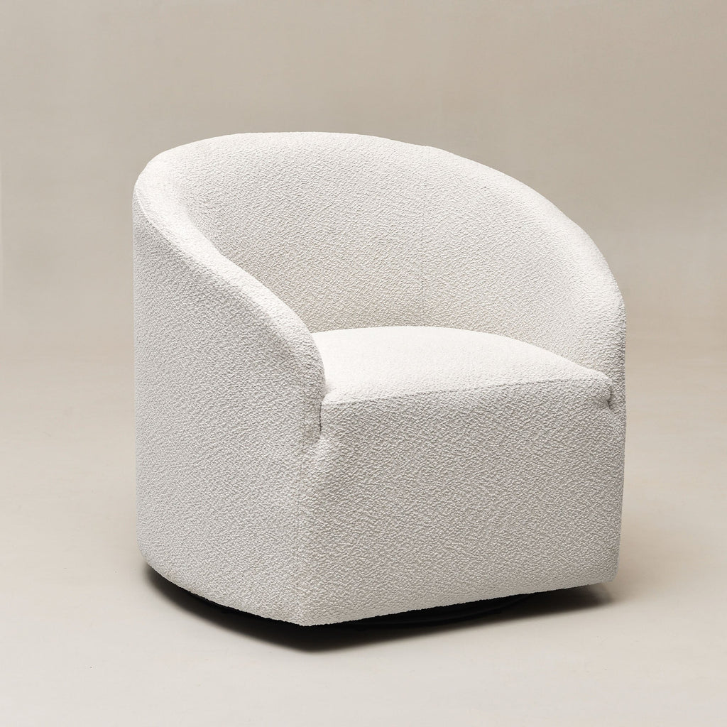 Susie Bouclé Swivel Barrel Chair