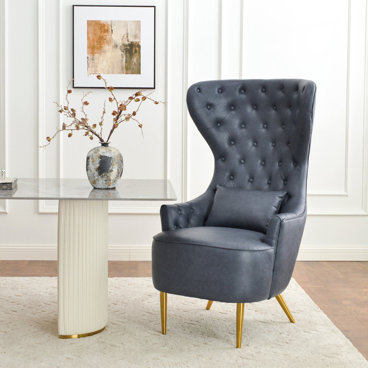 Letitia Faux Leather Wingback Chair