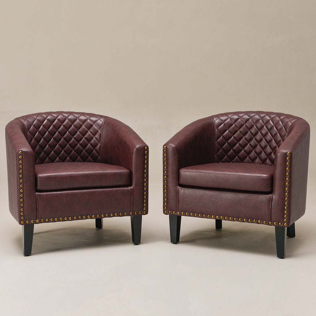 Logan Faux Leather Tufted Club Chair