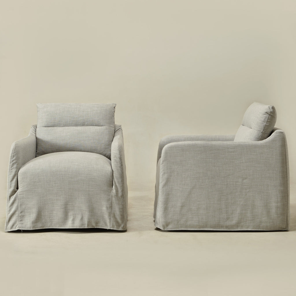 Clara Linen Slipcover Swivel Chair