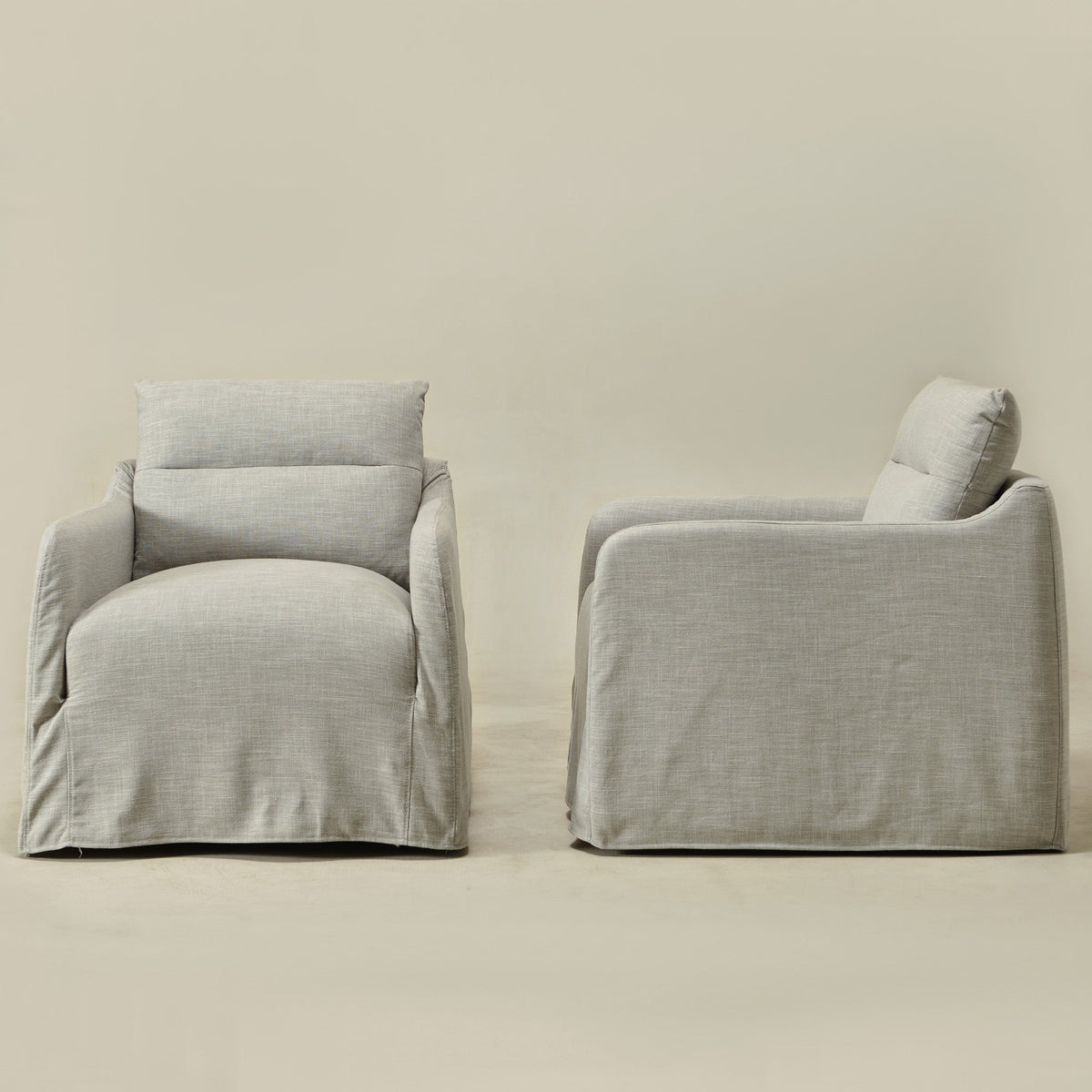 Clara Linen Slipcover Swivel Chair
