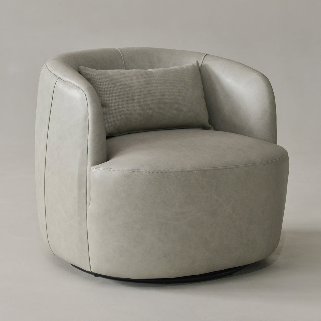 Ashlie Leather Swivel Barrel Chair